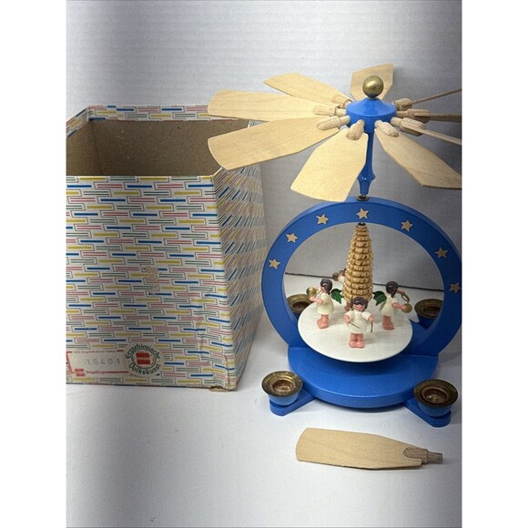 Vtg German Carousel Spinning Windmill Wood Richard Glasser Angel Band Erzgebirge - Picture 12 of 12